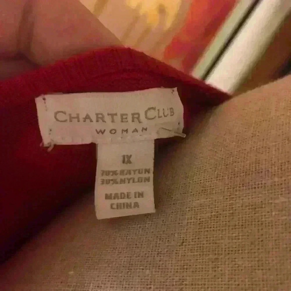 Charter Club Red Cardigan Size 1X - Picture 2 of 2